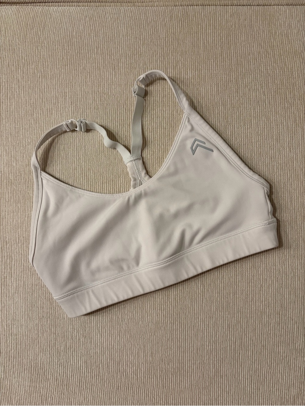 Oner Active Light Beige Sports Bra with Adjustable Straps